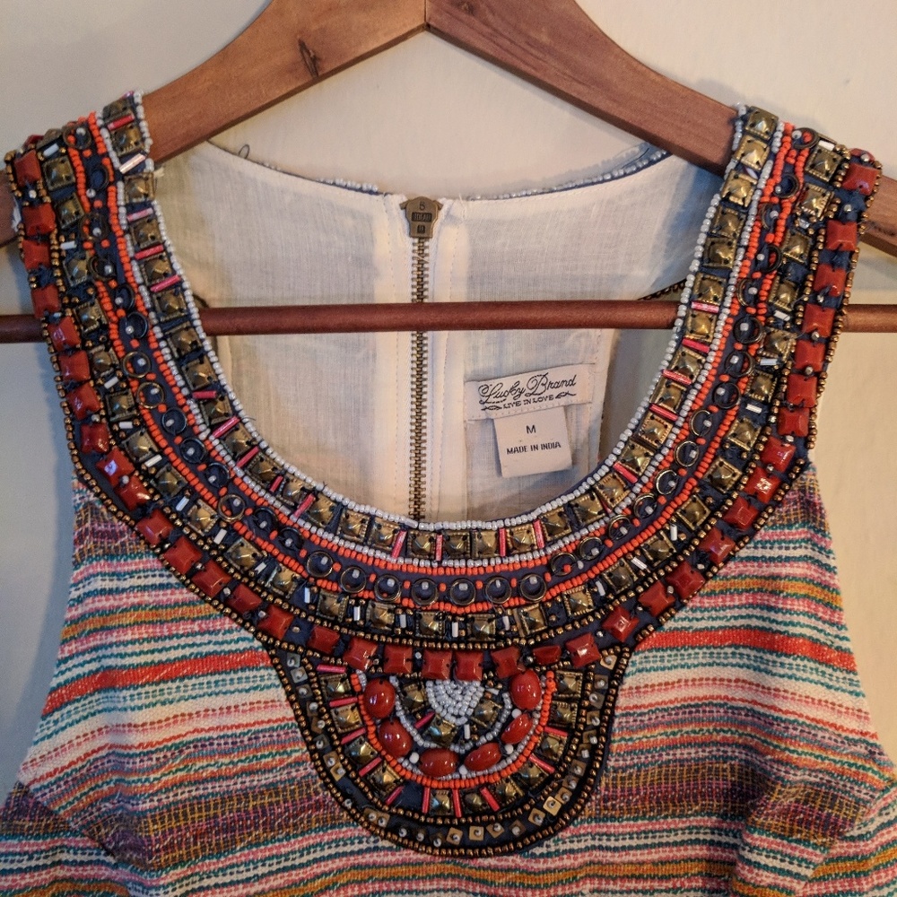 Lucky Brand Ikat Embelleshed Dress